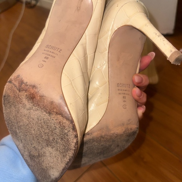 SCHUTZE Cream Croc-Embossed Women's Boots - Picture 6 of 6